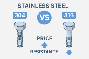 اینفوگرافیک مقایسه پیچ و مهره استیل 304و 316 از نظر مقاومت در برابر خوردگی ، قیمت و کاربرد صنعتی